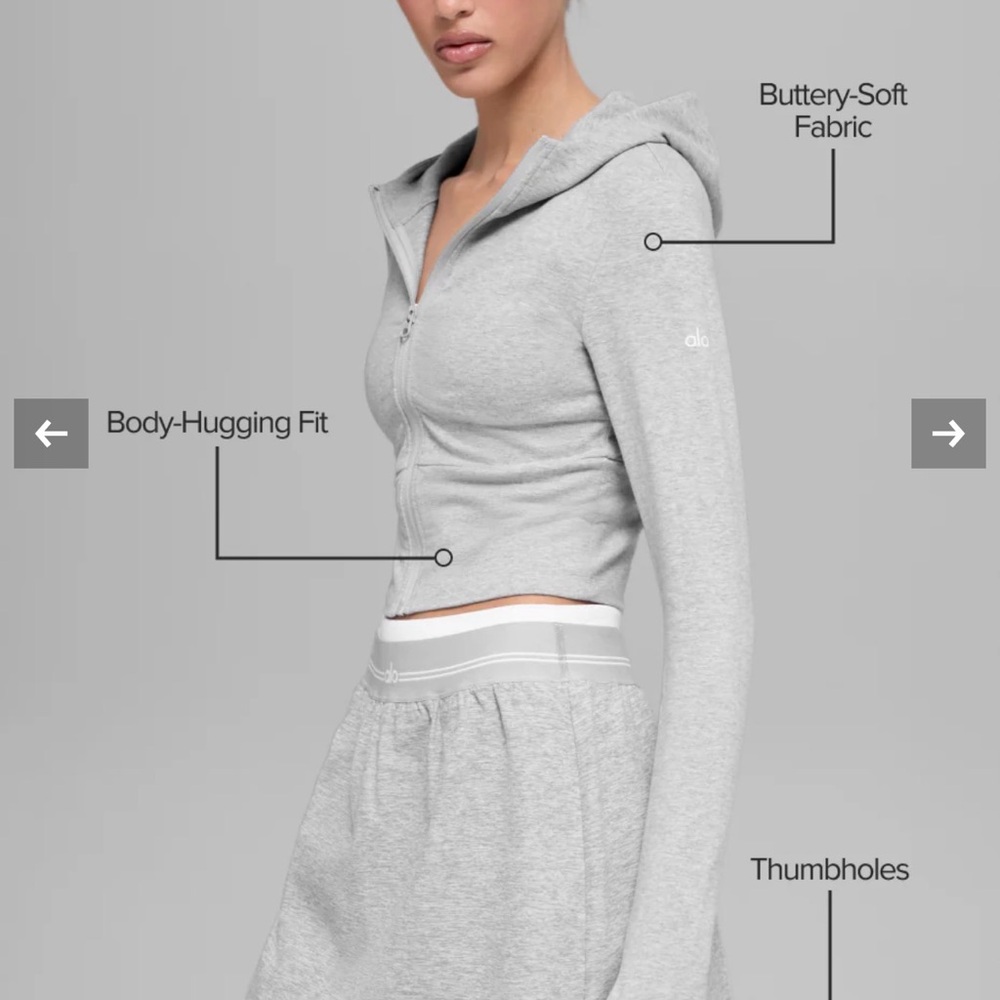 ALO Yoga Gray Sway Full Zip Hoodie - Picture 9 of 11